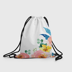 Рюкзак-мешок Желтые и розовые цветы, цвет: 3D-принт