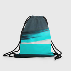 Рюкзак-мешок Абстрактные линии - черный циан, цвет: 3D-принт