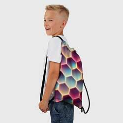 Рюкзак-мешок Неоновый гексагон, цвет: 3D-принт — фото 2