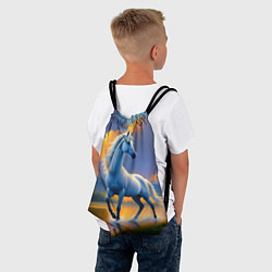Рюкзак-мешок Белая лошадь на рассвете, цвет: 3D-принт — фото 2