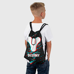 Рюкзак-мешок Destiny в стиле glitch и баги графики на темном фо, цвет: 3D-принт — фото 2