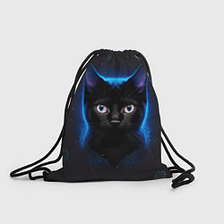 Рюкзак-мешок Черный кот на фоне созвездий, цвет: 3D-принт