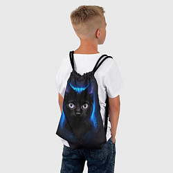 Рюкзак-мешок Черный кот на фоне созвездий, цвет: 3D-принт — фото 2
