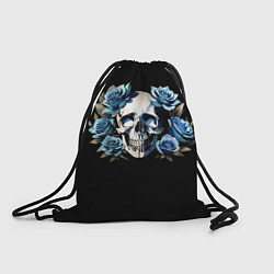 Рюкзак-мешок Череп и синие розы, цвет: 3D-принт