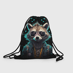 Рюкзак-мешок Енот в стиле киберпанк, цвет: 3D-принт