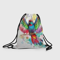 Мешок для обуви Разноцветный акварельный попугай с расправленными