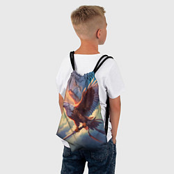 Рюкзак-мешок Орел с мечом в облаках на закате, цвет: 3D-принт — фото 2