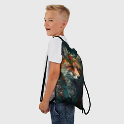 Рюкзак-мешок Лис в цветочной рубашке, цвет: 3D-принт — фото 2