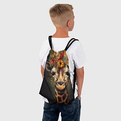 Рюкзак-мешок Портрет жирафа с цветами: арт нейросети, цвет: 3D-принт — фото 2