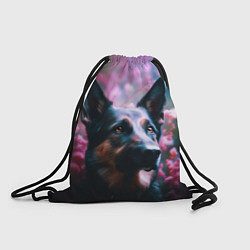 Рюкзак-мешок Овчарка в розовых цветах, цвет: 3D-принт