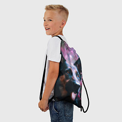 Рюкзак-мешок Овчарка в розовых цветах, цвет: 3D-принт — фото 2