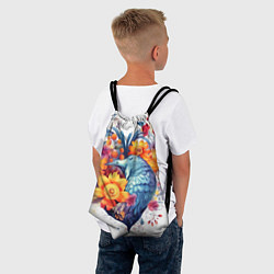 Рюкзак-мешок Цветочное сердце с птицами, цвет: 3D-принт — фото 2