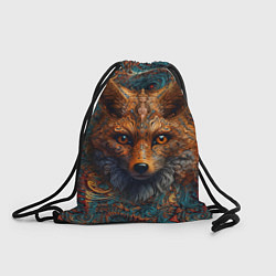 Рюкзак-мешок Морда лисы на фрактальных узорах, цвет: 3D-принт