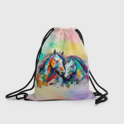 Рюкзак-мешок Две разноцветные лошади, цвет: 3D-принт