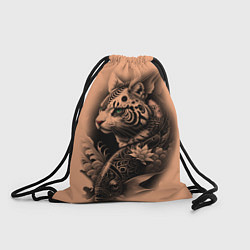 Рюкзак-мешок Экзотический кот и рыба, цвет: 3D-принт