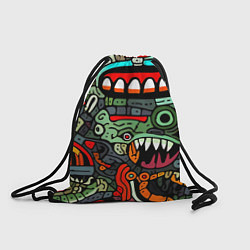 Рюкзак-мешок Монстры в зеленом и оранжевом - нейросеть, цвет: 3D-принт
