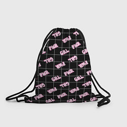 Рюкзак-мешок Girl power - черный в клетку, цвет: 3D-принт