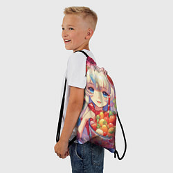 Рюкзак-мешок Блондинка с клубникой, цвет: 3D-принт — фото 2