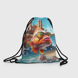Рюкзак-мешок Карп в солнечных очках, цвет: 3D-принт