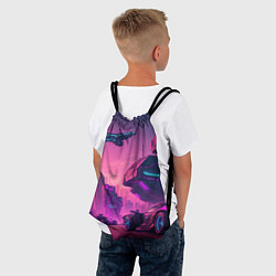Рюкзак-мешок Киберпанк в лиловом цвете, цвет: 3D-принт — фото 2