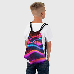 Рюкзак-мешок Неоновые фиолетовые волны, цвет: 3D-принт — фото 2