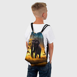 Рюкзак-мешок Слон и рассвет в саванне, цвет: 3D-принт — фото 2