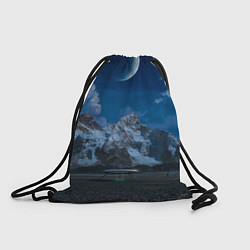 Рюкзак-мешок Ночные горы в природе и небо с нло, цвет: 3D-принт