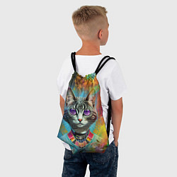 Рюкзак-мешок Cat fashionista - neural network, цвет: 3D-принт — фото 2