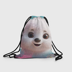 Рюкзак-мешок Белый пушистый медвежонок, цвет: 3D-принт