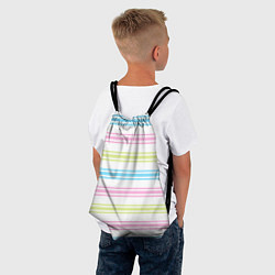 Рюкзак-мешок Розовые и бирюзовые полосы на белом, цвет: 3D-принт — фото 2