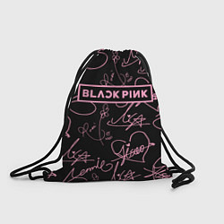 Рюкзак-мешок Блэкпинк - розовые автографы, цвет: 3D-принт