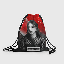 Рюкзак-мешок Jisoo black red background, цвет: 3D-принт