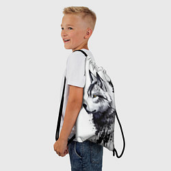 Рюкзак-мешок Белый волк - краски, цвет: 3D-принт — фото 2