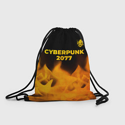 Рюкзак-мешок Cyberpunk 2077 - gold gradient: символ сверху, цвет: 3D-принт