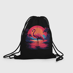 Мешок для обуви Розовый фламинго среди пальм