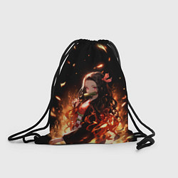 Рюкзак-мешок Незуко и пламя - клинок, цвет: 3D-принт