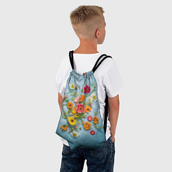 Рюкзак-мешок Букет полевых цветов на ткани, цвет: 3D-принт — фото 2