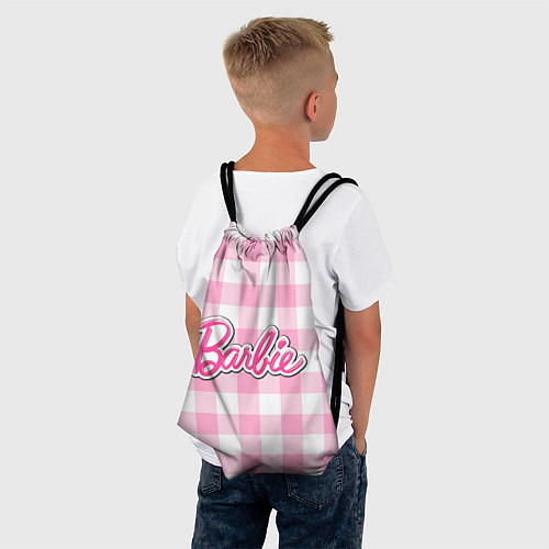 Мешок для обуви Барби лого розовая клетка / 3D-принт – фото 4