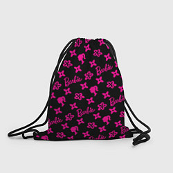 Рюкзак-мешок Барби паттерн черно-розовый, цвет: 3D-принт
