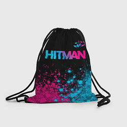 Рюкзак-мешок Hitman - neon gradient: символ сверху, цвет: 3D-принт