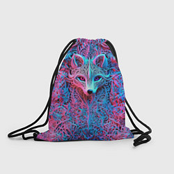 Рюкзак-мешок Лис из розово-голубых узоров, цвет: 3D-принт