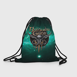 Рюкзак-мешок Baldurs Gate 3 logo green, цвет: 3D-принт