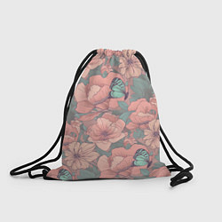 Рюкзак-мешок Паттерн с бабочками и цветами, цвет: 3D-принт