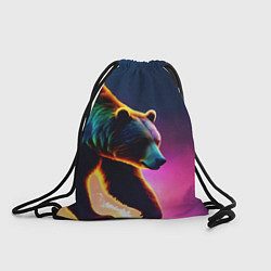 Рюкзак-мешок Неоновый светящийся медведь гризли, цвет: 3D-принт
