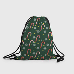 Рюкзак-мешок Рождественский леденец и снежинки узор, цвет: 3D-принт