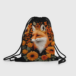 Рюкзак-мешок Элегантная лиса и цветы, цвет: 3D-принт