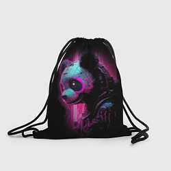 Рюкзак-мешок Панда киберпанк в фиолетовом свете, цвет: 3D-принт