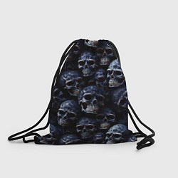 Рюкзак-мешок Черные металлические черепа, цвет: 3D-принт