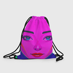 Рюкзак-мешок Девушка с голубыми глазами и фиолетовым лицом, цвет: 3D-принт