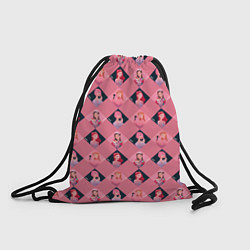 Рюкзак-мешок Розовая клеточка black pink, цвет: 3D-принт